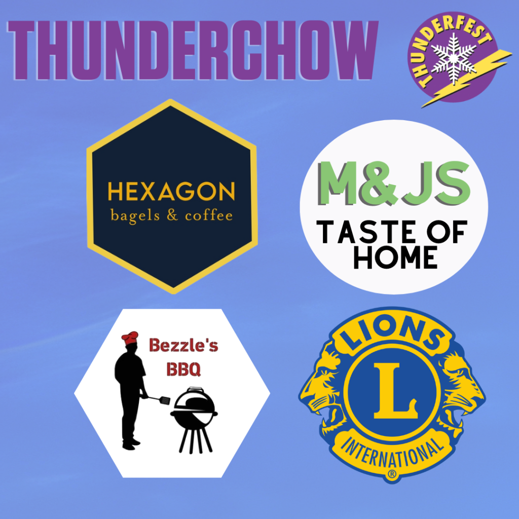 Thunderchow! Hexagon Bagels, M&Js Taste of Home, Bezzle's BBQ, Adams Lions Club